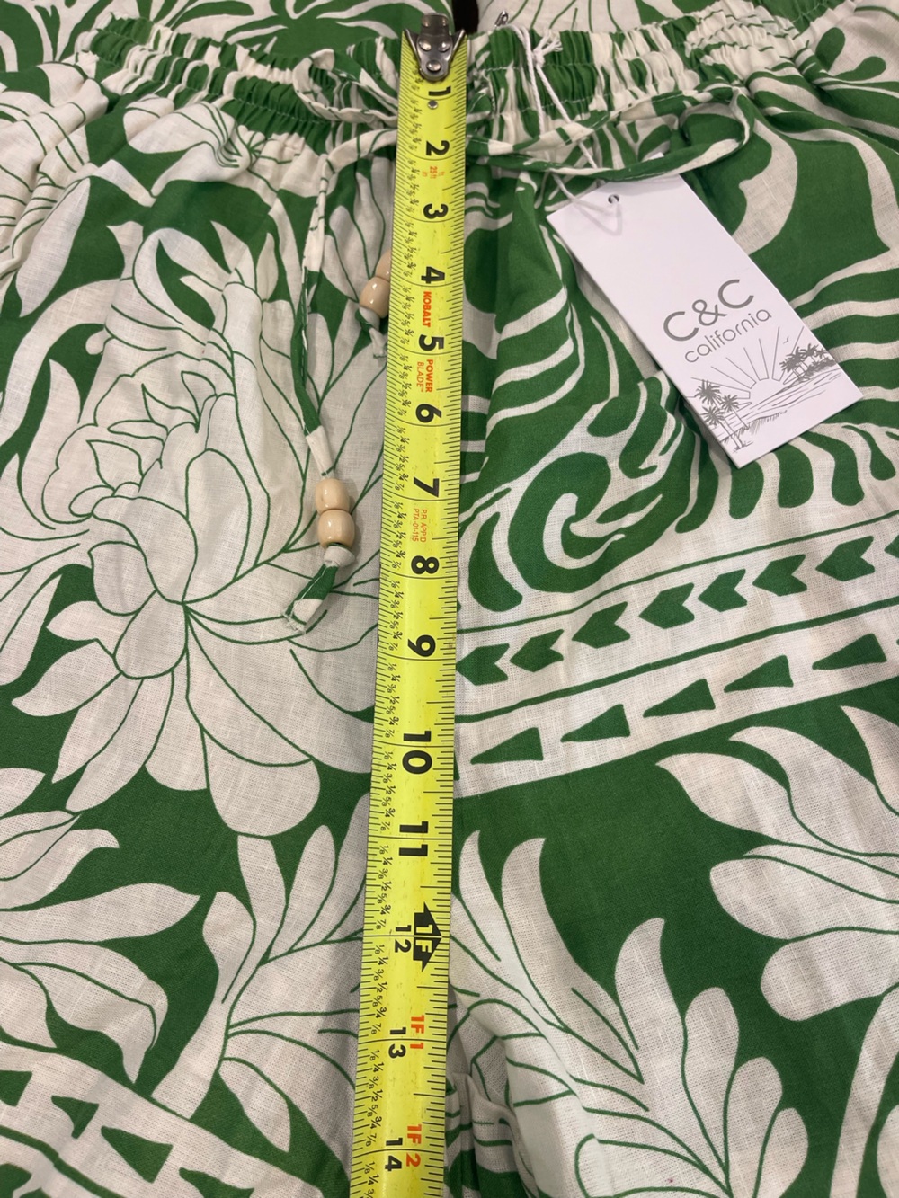C&C California Green White Tropical Linen Blend Wide Leg Pants M Pull On NWT - Picture 14 of 14